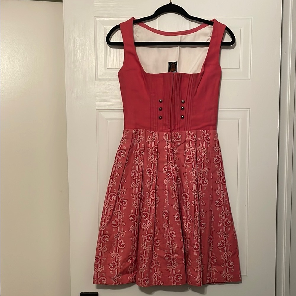 Vintage Pink and White Paisley Dress
